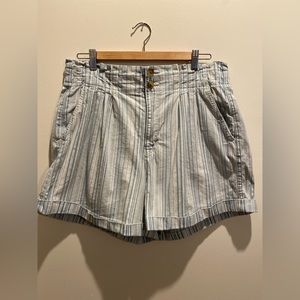 American Eagle, Size 16, Light Blue Stripes, Elastic Waist Shorts